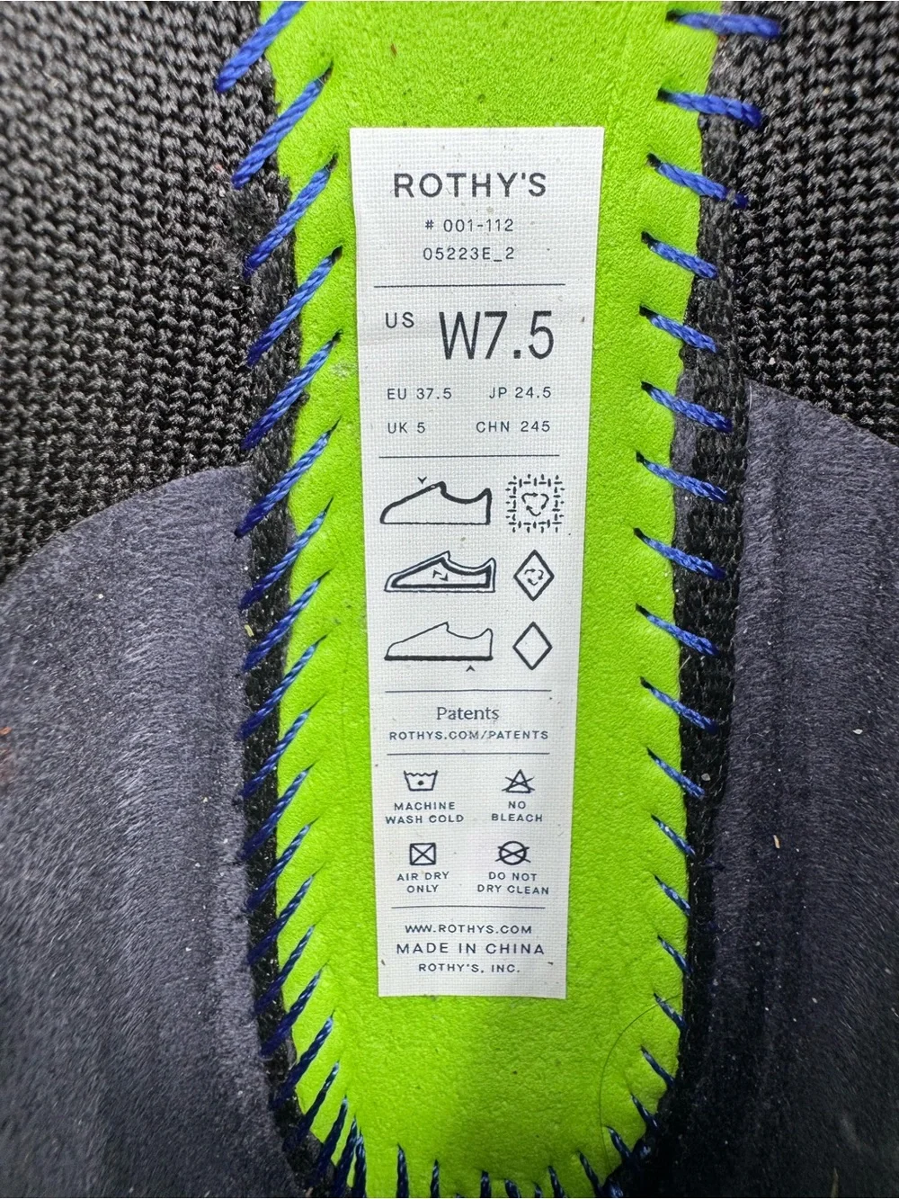 Rothy’s The Flat Ballet Flats Women’s Size 7.5 Black Round Toe Knit - Picture 13 of 14